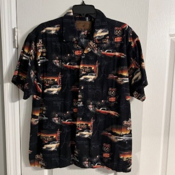 North River Outfitters Route 66 Button Down Shirt With Muscle Cars Large - Picture 1 of 14